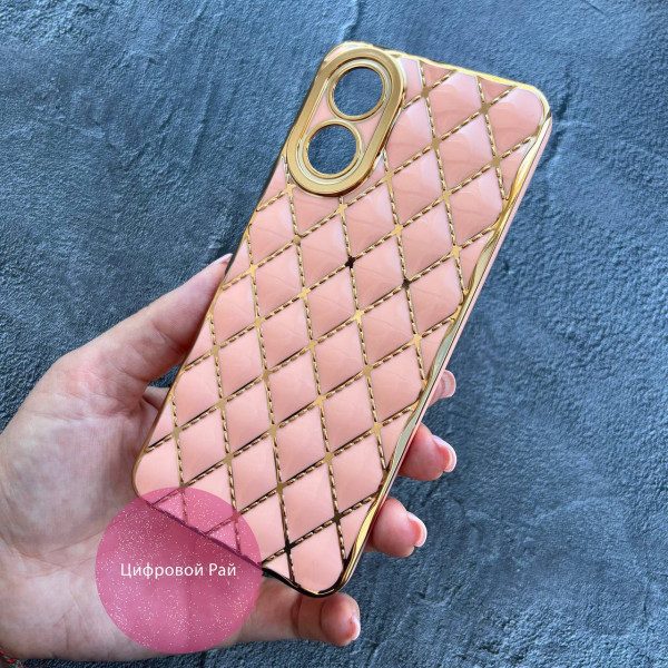 Чехол для Oppo A17 / A17K с защитой камеры персиковая «подушечка»