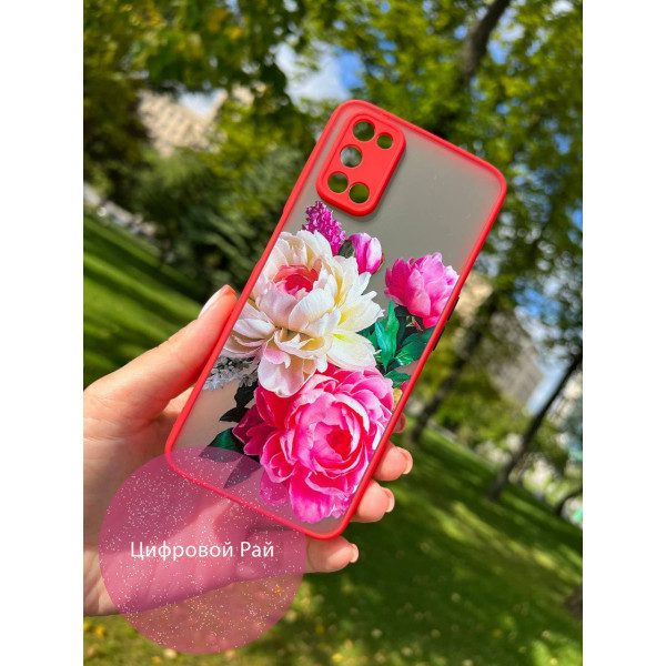Чехол для Oppo A52/A72/A92 пион пестрый красный бортик