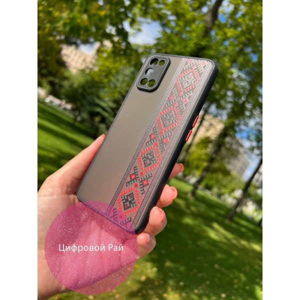 Чехол для Oppo A52/A72/A92 всеукраинская вышиванка красно-черная