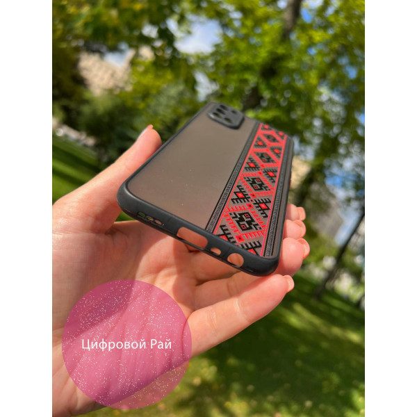 Чехол для Oppo A52/A72/A92 всеукраинская вышиванка красно-черная