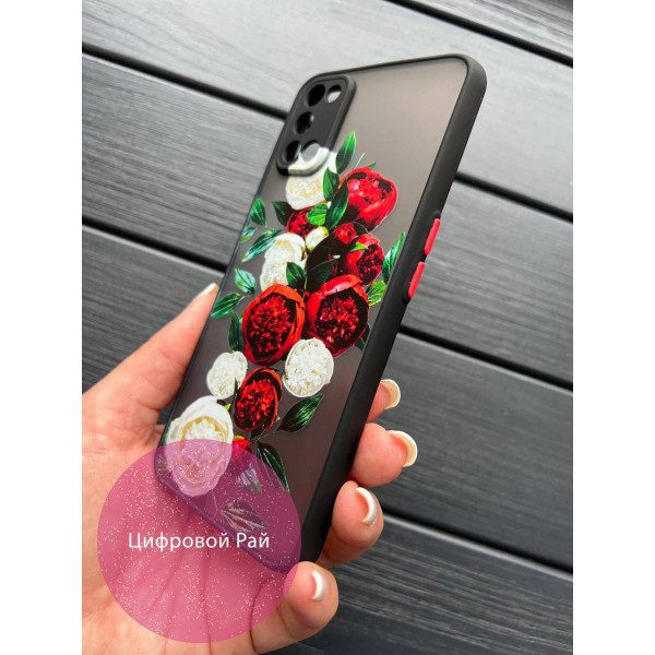 Чехол для Oppo A52/A72/A92 пионы красные и белые