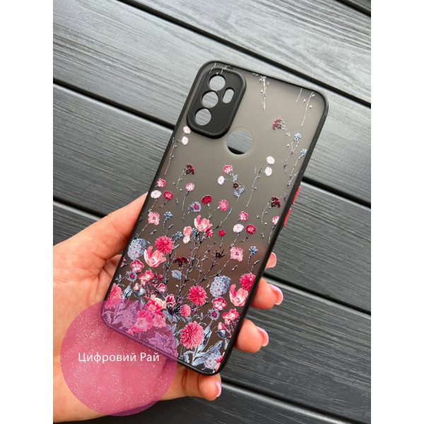 Чехол для Oppo A53 4G розовые и синие цветы