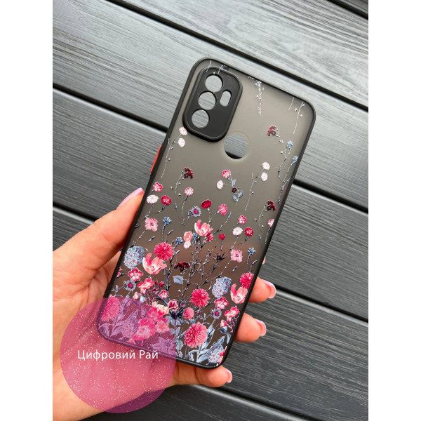 Чехол для Oppo A53 4G розовые и синие цветы