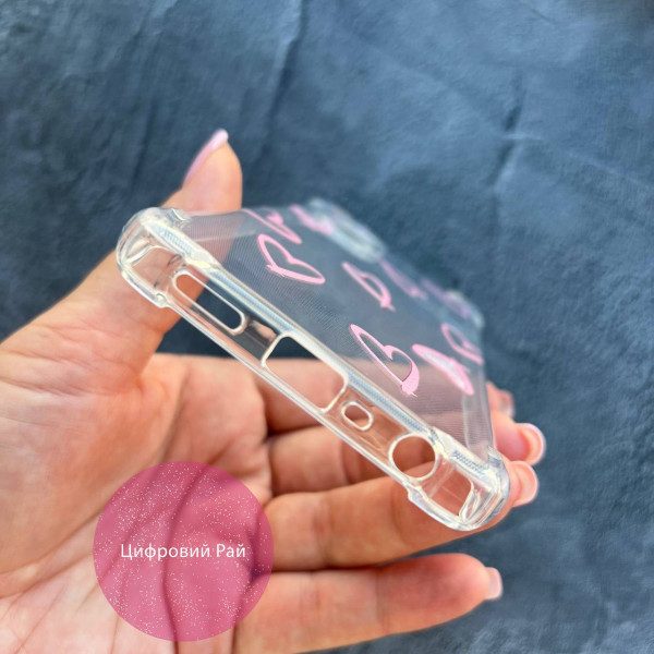 Чехол для Oppo A58 4G с защитой камеры розовые сердечка 