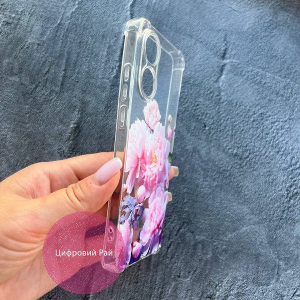 Чехол для Oppo A78 4G нежно розовые пионы противоударный прозрачный силиконовый чехол