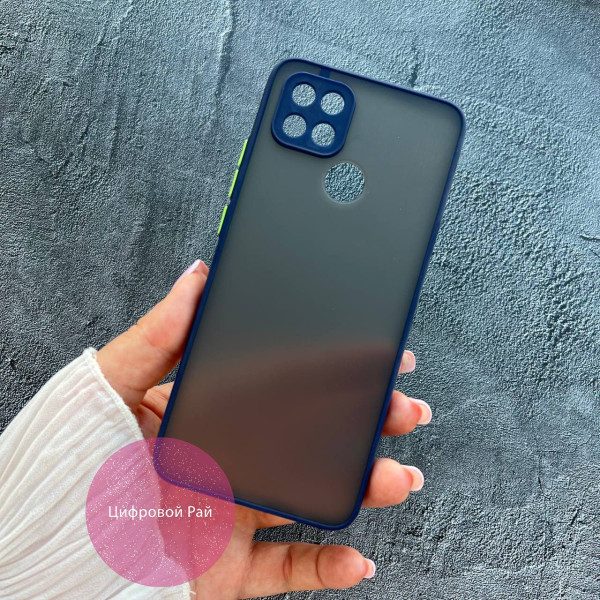 Матовий пластиковий чохол з синім бортиком/Oppo A15s (A15)