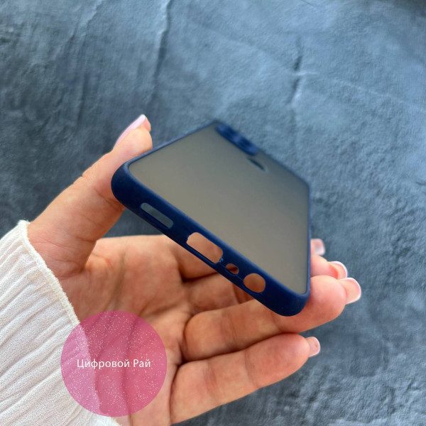 Матовий пластиковий чохол з синім бортиком/Oppo A15s (A15)