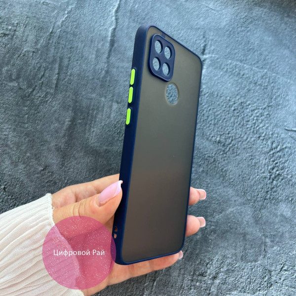 Матовий пластиковий чохол з синім бортиком/Oppo A15s (A15)