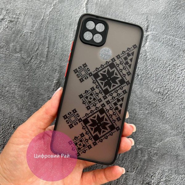 Чехол для Oppo A15s / A15 вышиванка черная украинская