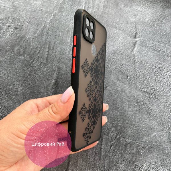 Чехол для Oppo A15s / A15 вышиванка черная украинская