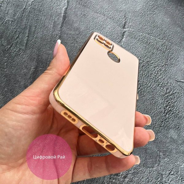 Чехол для Oppo A15 / A15s глянцевый силиконовый с золотой обводкой
