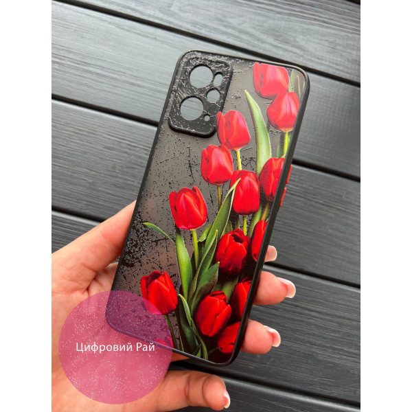 Чехол для Oppo A76 / A96  красные тюльпаны