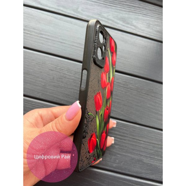 Чехол для Oppo A76 / A96  красные тюльпаны