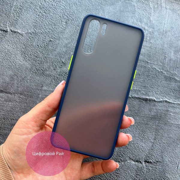 Чехол для Oppo A91 матовый пластик без дизайна с синим бортиком