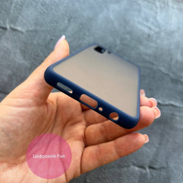 Чехол для Oppo A91 матовый пластик без дизайна с синим бортиком