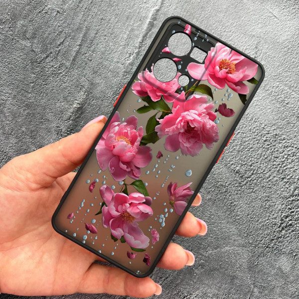 Чехол для Oppo Reno 7 4G с защитой камеры с цветами и дождем
