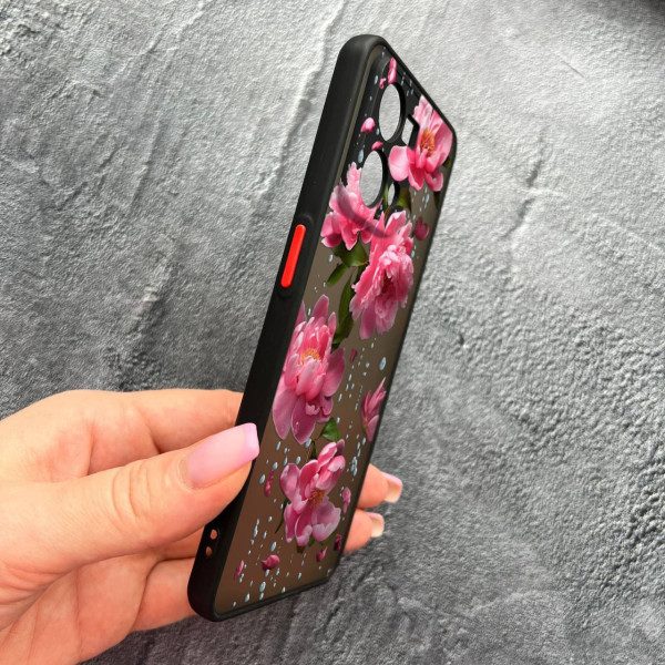 Чехол для Oppo Reno 7 4G с защитой камеры с цветами и дождем