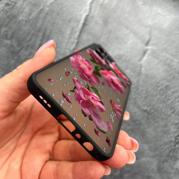 Чехол для Oppo Reno 7 4G с защитой камеры с цветами и дождем