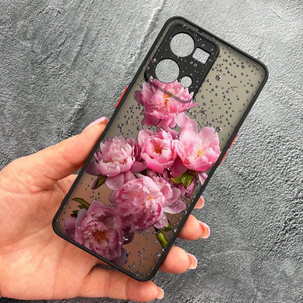 Чехол для Oppo Reno 7 4G с защитой камеры с цветами и каплями