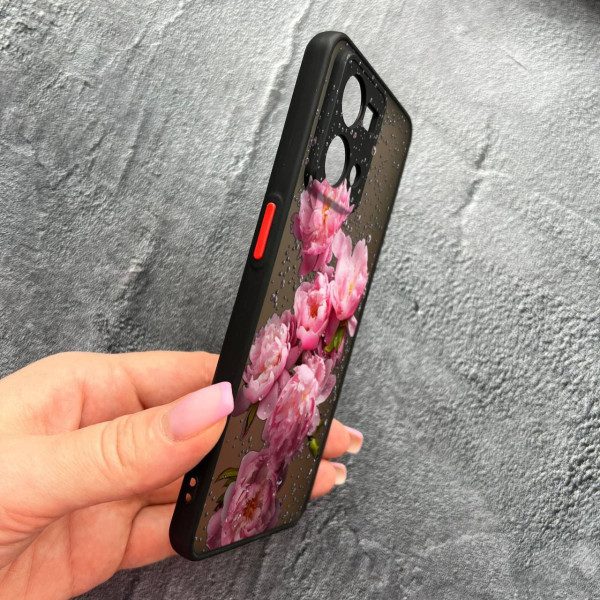 Чехол для Oppo Reno 7 4G с защитой камеры с цветами и каплями