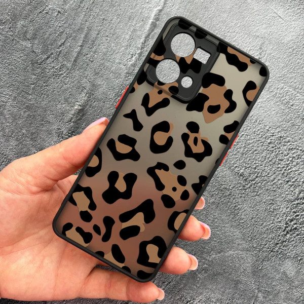 Чехол для Oppo Reno 7 4G с защитой камеры с леопардом шоколадным