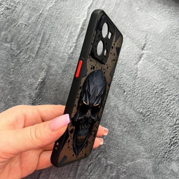 Чехол для Oppo Reno 7 4G с защитой камеры с черепом в кубе