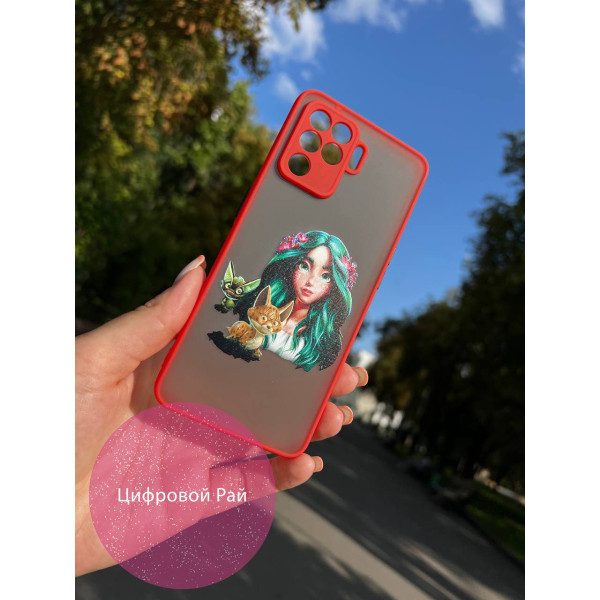 Чехол для Oppo Reno 5 Lite Мавка с красным бортиком
