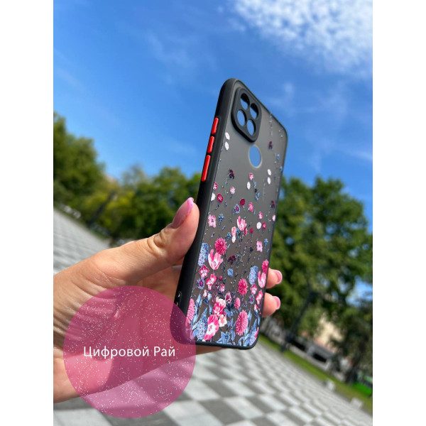 Чехол для Oppo A15s / A15 розовые и синие цветы