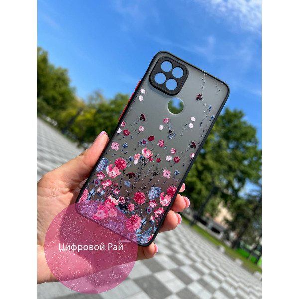 Чехол для Oppo A15s / A15 розовые и синие цветы