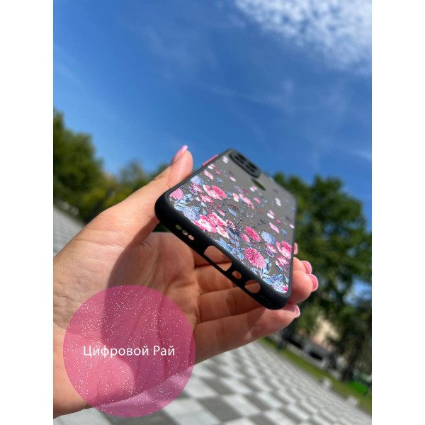 Чехол для Oppo A15s / A15 розовые и синие цветы