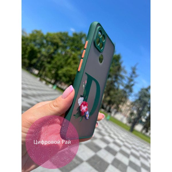 Чехол для Oppo A15s / A15 буква с зеленым бортиком