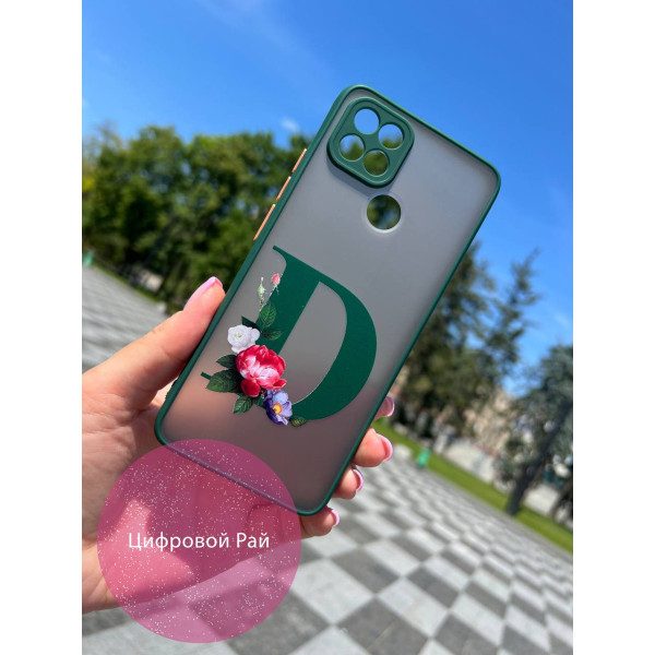 Чехол для Oppo A15s / A15 буква с зеленым бортиком