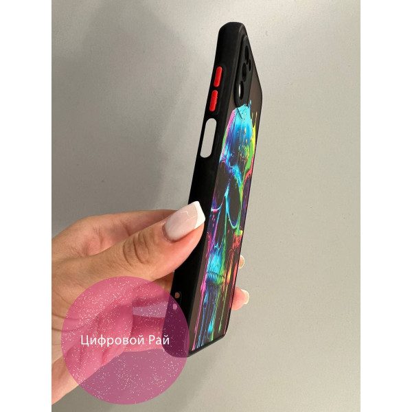 Чехол для Samsung Galaxy A03s череп разноцветный