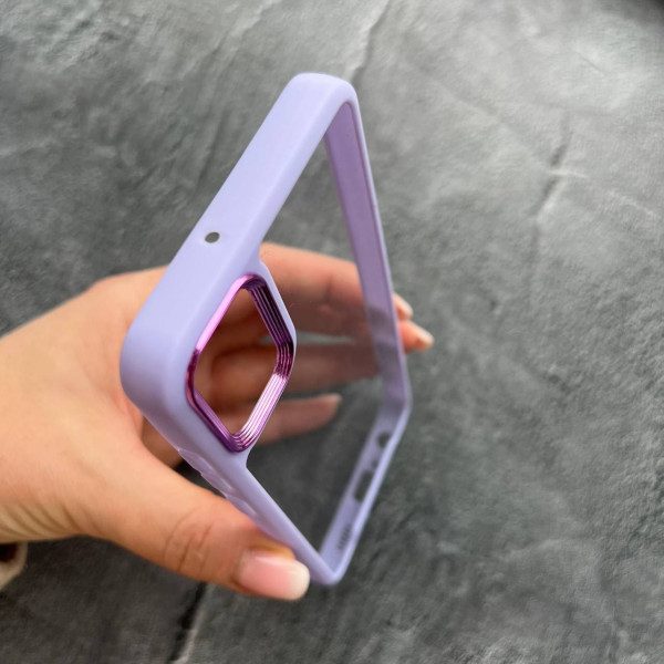 Чохол для Samsung Galaxy A05s з бузковим бортиком та металевою обводкою по камері