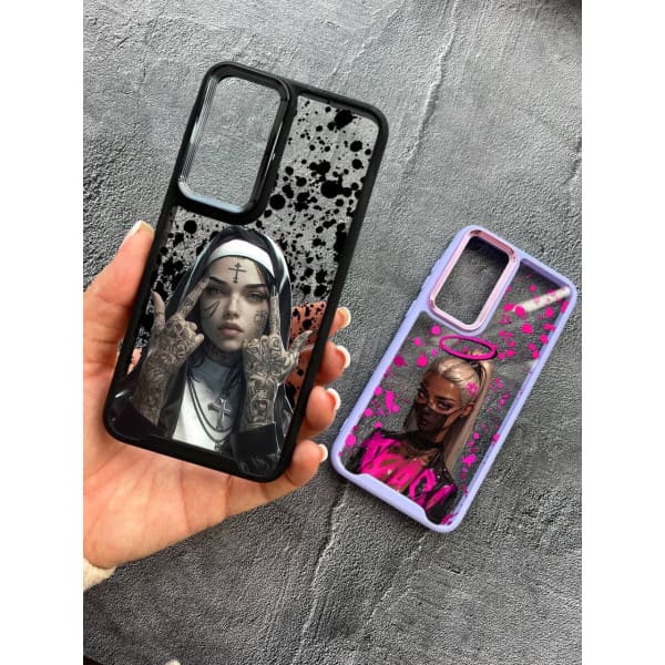 Чехол для Samsung Galaxy A04e с лавандовым и черным бортиком girls