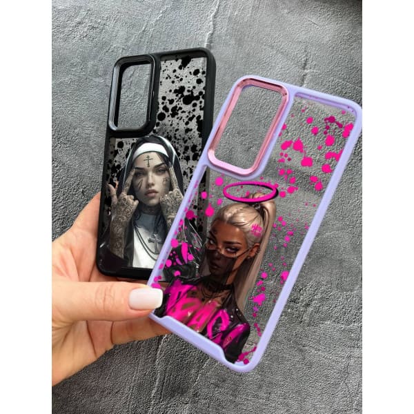 Чехол для Samsung Galaxy A04e с лавандовым и черным бортиком girls