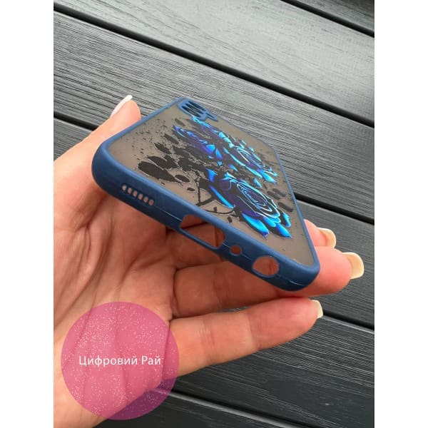 Чохол для Samsung Galaxy A24 з захистом камери з квітами троянди сині