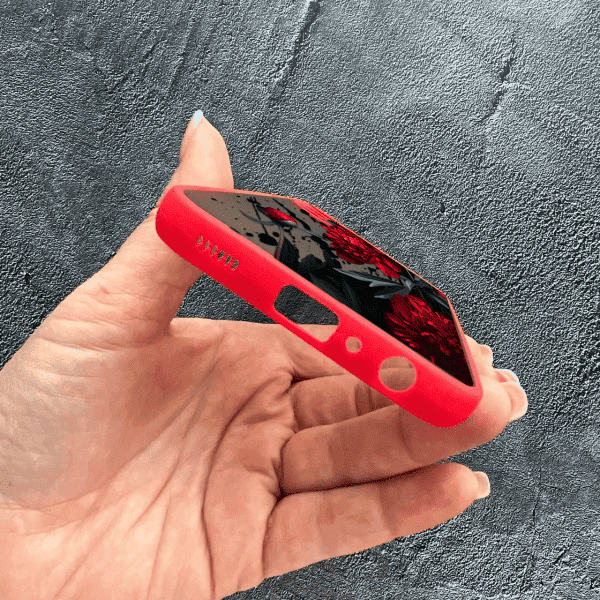 Чохол для Samsung Galaxy A24 з захистом камери з квітами червоні півонії червоний бортик