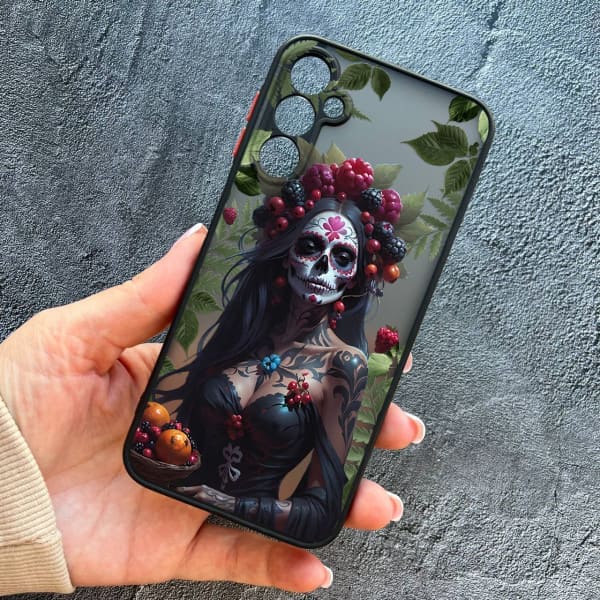 Чохол для Samsung Galaxy A24 з захистом камери дівчина Санта-Муерте та листями
