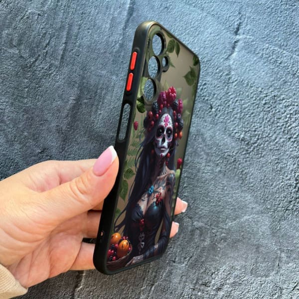 Чохол для Samsung Galaxy A24 з захистом камери дівчина Санта-Муерте та листями