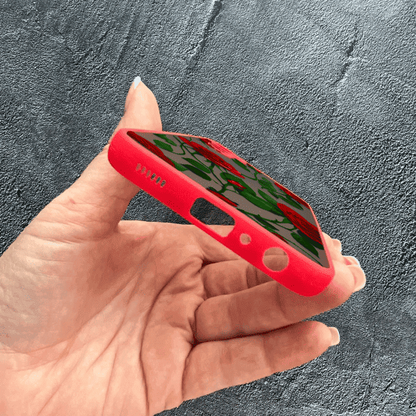 Чехол для Samsung Galaxy A24 с защитой камеры с цветами красные розы красный бортик