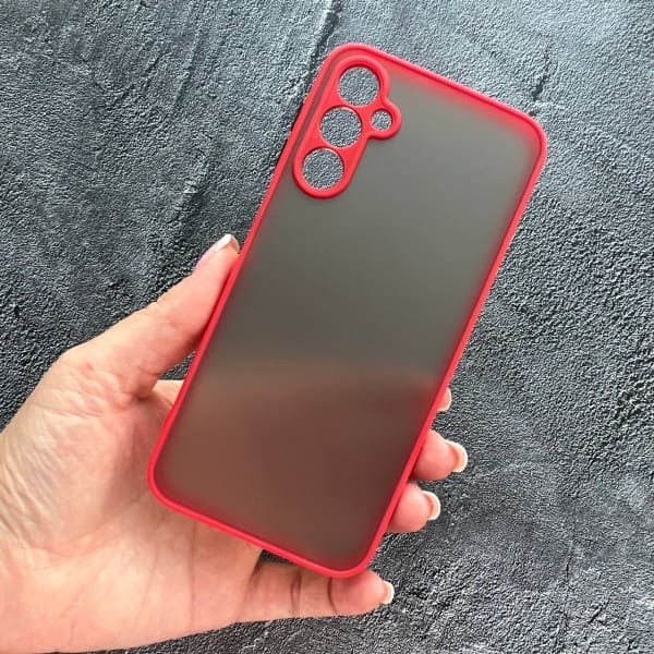 Чохол для Samsung Galaxy A24 з захистом камери матовий пластик червоний бортик без дизайну