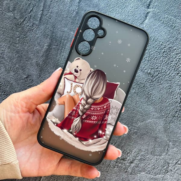 Чохол для Samsung Galaxy A24 з захистом камери новорічний з дівчинкою та ведмедиком