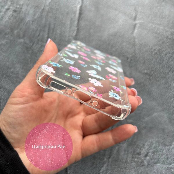 Чехол для Samsung Galaxy A34 цветочки и бабочки противоударный прозрачный силиконовый чехол