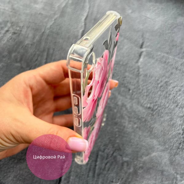 Чехол для Samsung Galaxy A34 пионы крупные противоударный прозрачный силиконовый чехол