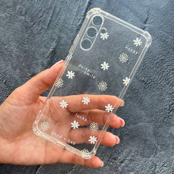 Чехол для Samsung Galaxy A34 ромашки маленькие противоударный прозрачный силиконовый чехол