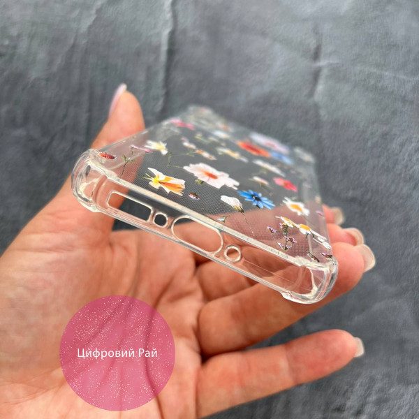 Чехол для Samsung Galaxy A34 разноцветные цветы противоударный прозрачный силиконовый чехол