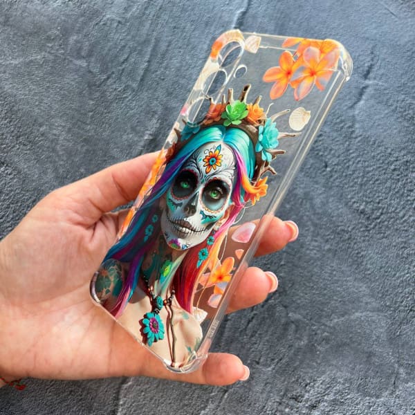 Чехол для Samsung Galaxy A55 Санта-Муэрте ракушки противоударный прозрачный силиконовый чехол