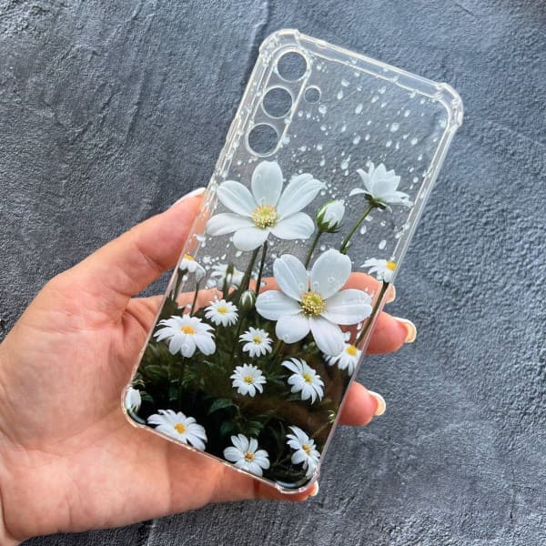 Чохол для Samsung Galaxy A24 з захистом камери з квітами чарівні ромашки протиударний прозорий силіконовий чохол