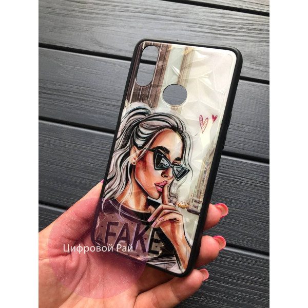 Чехол для Samsung Galaxy A10s пластиковый чехол девочка Fake бриллиантовая грань